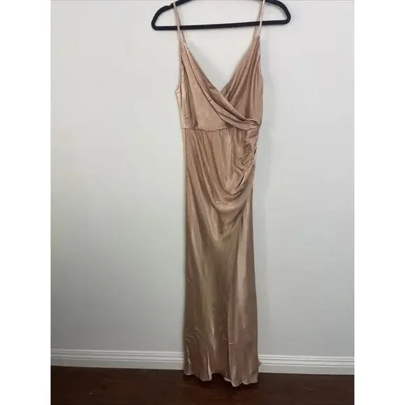 Shona Joy  La Lune Cross Draped Maxi satin Dress desert rose SZ 4 NWT $360 msrp - Picture 7 of 8
